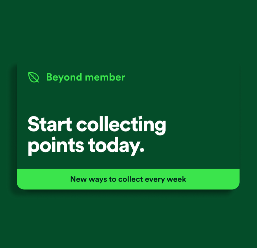 A 'Start collecting points today' Beyond member card.